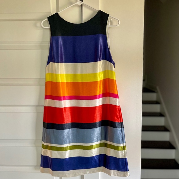 Alice & Olivia by Stacey Bendet Bold MultiStripe Sleeveless Shift Dress ~Size 10 - Picture 2 of 10
